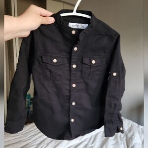 Redtag Boys Button Up Black Shirt 2-3y